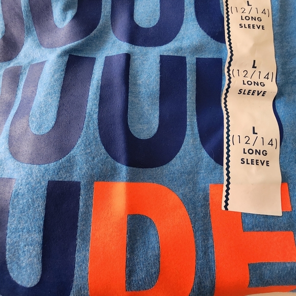 Cat & Jack Baby Blue and orange Long sleeve Dude shirt Size L 12-14 NWT - Picture 2 of 6